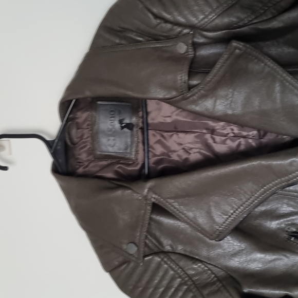 Neutral Green Gray Leather Jacket - Picture 2 of 4